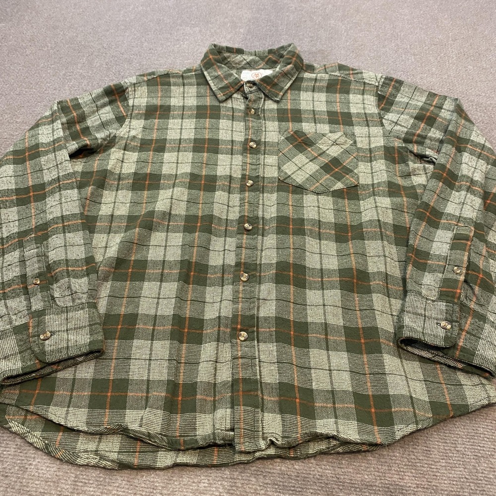 Cloudveil Flannel Shirt Mens 2XL Green Plaid Button‎ Front Long Sleeve Outdoor